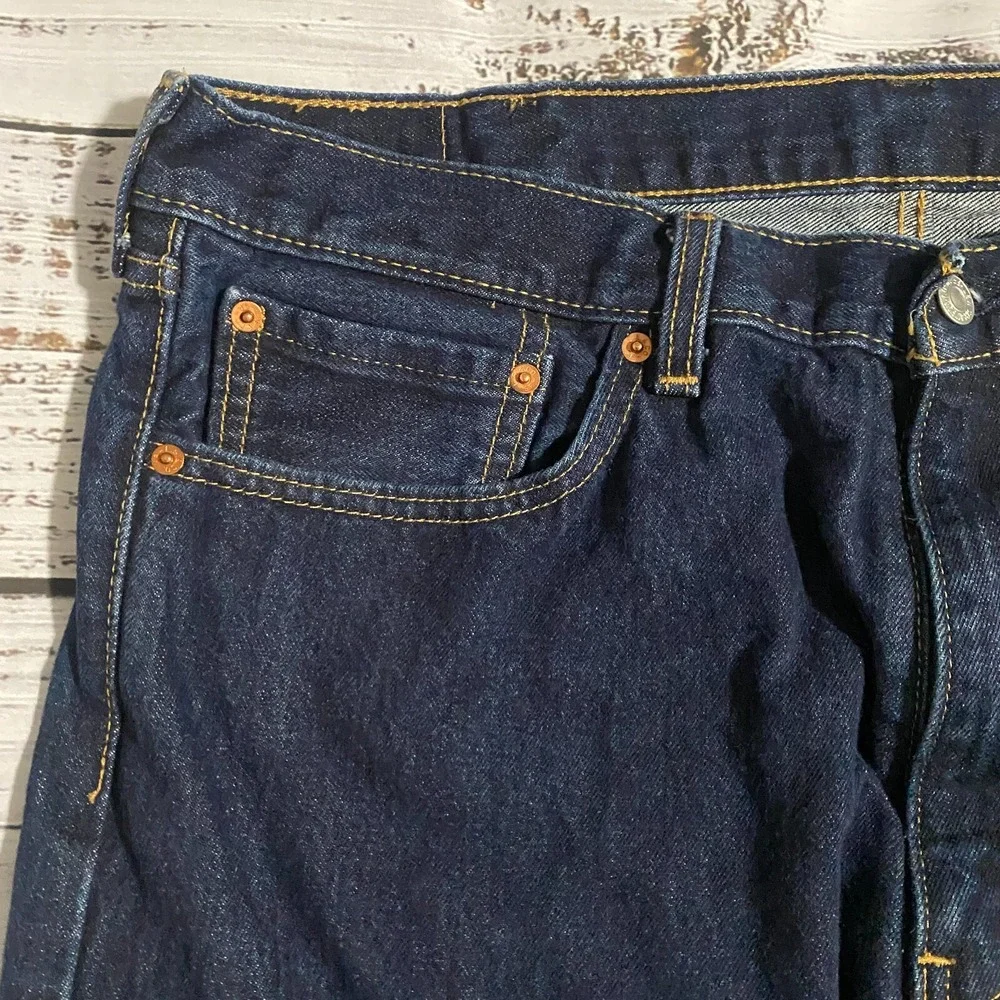 Levis 505 Jeans Black Casual Straight Leg Denim‎ Baggy Men's Size 38x30